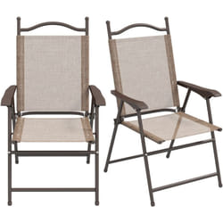 Set 2 Sedie da Giardino Pieghevoli in Tessuto con Braccioli Marrone - Outsunny