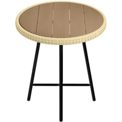 Tavolino da Giardino in Rattan e Plastica di Legno Grigio Nero - Outsunny
