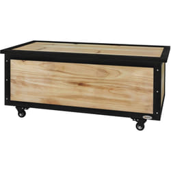 Outsunny - Panca Contenitore da Giardino 121L con 4 Ruote in Legno e Acciaio