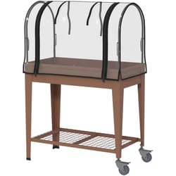 Outsunny - Orto Rialzato con Mini Serra per Piante, Ruote e Ripiano 80x40x120cm