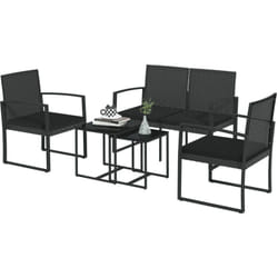 Outsunny - Set da Esterno con 2 Sedie, Divanetto e 2 Tavolini Effetto Rattan