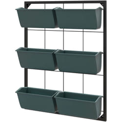 Outsunny - Portapiante da Parete 3 Livelli con 6 Vasi in Acciaio e Plastica Verde