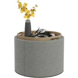 Pouf Portaoggetti in Tessuto Effetto Lino con Vassoio a Ribalta Grigio - Homcom