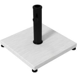 Outsunny - Basamento per Ombrellone 25kg in Metallo e Cemento Effetto Legno Bianco