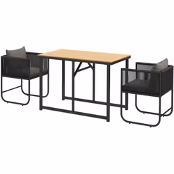 Descrizione: Accogli nei tuoi spazi l'esperienza del pranzo all'aperto con il nostro set da giardino Outsunny in rattan! Ques ...