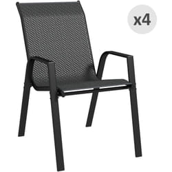 Set 4 Sedie da Esterno in Rattan pe Impilabili con Braccioli Grigio - Outsunny