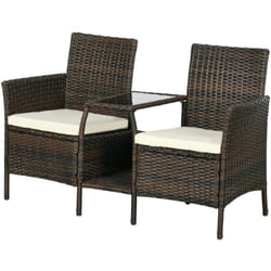 Set Tavolino e Sedie da Giardino in Rattan Marrone per Esterni - Outsunny