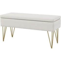 HOMCOM Panca Contenitore Fondo Letto in Tessuto con Gambe in Acciaio Crema
