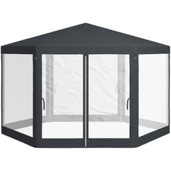 Outsunny - Gazebo da Esterno Esagonale con Pareti in Rete e 2 Porte Grigio