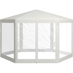 Outsunny - Gazebo da Esterno Esagonale con Pareti in Rete e 2 Porte Bianco Crema