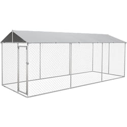 Recinto per Cani da Esterno in Acciaio con Tetto Impermeabile 6x2.3x2.3m - Pawhut