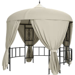 Outsunny Gazebo da Esterno Rotondo Ø3m con Prese d'Aria e Tende Laterali Beige
