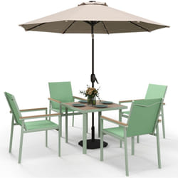 Outsunny - Set da Giardino Tavolo Quadrato e 4 Sedie con Braccioli Verde