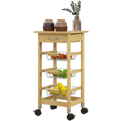 Carrellino da Cucina con Cassetto e 3 Cestini a Rete 37x37x76cm Legno - Homcom
