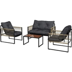 Outsunny - Set da Esterno 4 Pezzi in Rattan con Divanetto, 2 Sedie e Tavolino