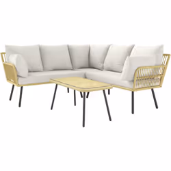 Descrizione: Dai nuova vita al giardino e rendi l'arredamento esterno di livello con questo set da giardino Outsunny in ratta ...