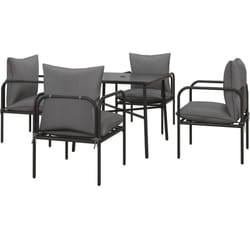 Outsunny - Set da Giardino 5pz in Acciaio con 4 Sedie e Tavolo Grigio