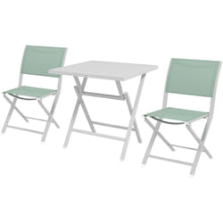 Set da Giardino 3pz in Alluminio con 2 Sedie e Tavolo Verde Pieghevoli - Outsunny