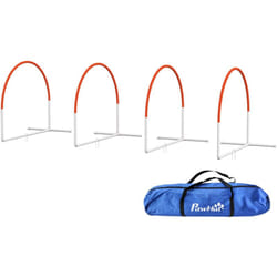 Pawhut - Agility Dog 4pz con 4 Picchetti e Borsa da Trasporto Bianco Arancione