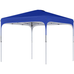Gazebo Pieghevole 2.5x2.5m Regolabile in Altezza e Borsa con Ruote Blu - Outsunny