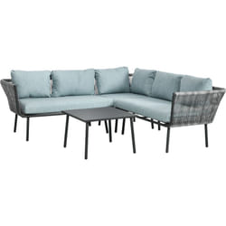 Outsunny - Set da Esterno 4pz con 2 Divani Angolari, Poltroncina e Tavolino