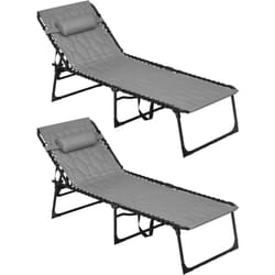 Outsunny Set 2 Lettini Sdraio con Schienale Reclinabile e Tasca Portaoggetti