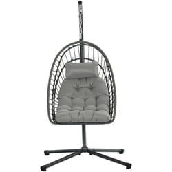 Outsunny - Sedia Sospesa a Uovo Rattan pe con Cuscino e Seduta Pieghevole Grigio