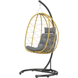 Outsunny - Poltrona da Giardino 150kg max in Acciaio e Rattan pe Nero Grigio Beige