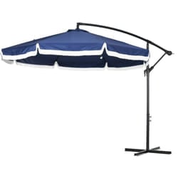 Ombrellone a Braccio con Base a Croce in Acciaio Poliestere Blu Scuro - Outsunny