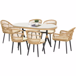 Descrizione: Questo set da giardino in rattan da 7 pezzi di Outsunny possiede un design elegante e moderno per rivoluzionare ...