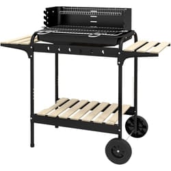 Outsunny - Barbecue da Giardino ad Altezza Regolabile Nero con Vassoio