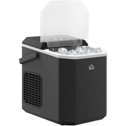 HOMCOM Macchina per fare il Ghiaccio 22.2x29.4x29 cm con Cesto e Paletta Nera