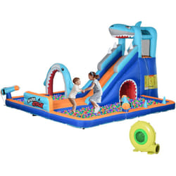 Outsunny - Castello Gonfiabile Bambini 3-8 Anni con Scivolo, Piscina, Gonfiatore