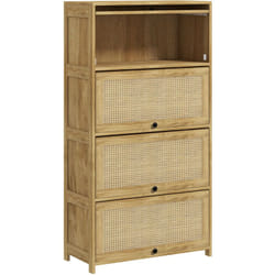 Mobile da Cucina stile Boho con 4 Ante a Ribalta in Truciolato e Rattan - Homcom