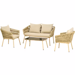 Descrizione: Rinfresca il tuo spazio all'aperto con stile grazie a questo elegante salotto da giardino Outsunny, completo di ...