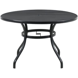 Tavolo da Esterno per 4 Persone Rotondo con Foro per Ombrellone Nero - Outsunny