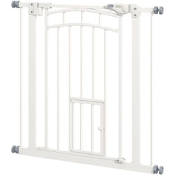 Pawhut - Cancelletto per Cani Estensibile 74-80x76cm a Chiusura Automatica Bianco