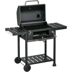 Outsunny - Barbecue a Carbonella con Griglia Regolabile, Coperchio e Ruote Nero