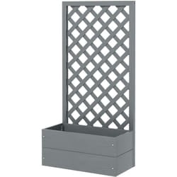 Fioriera da Giardino con Traliccio in Legno Composito Grigia - Outsunny