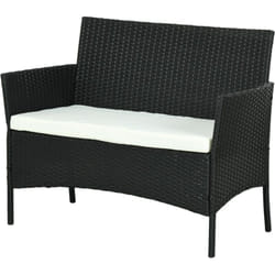 Outsunny - Divano da Esterno 2 Posti con Cuscino in Rattan pe e Acciaio Nero
