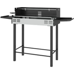Barbecue a Carbone a 3 Livelli con Girarrosto e Mensole Pieghevoli Nero - Outsunny