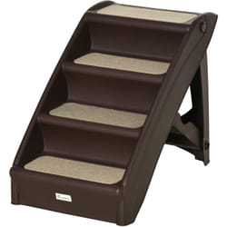 Pawhut - Rampa con Scalini per Cani Pieghevole a 4 Gradini Antiscivolo Marrone