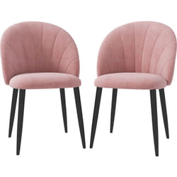 Set 2 Sedie Imbottite da Salotto in Stile Nordico in Velluto Rosa - Homcom