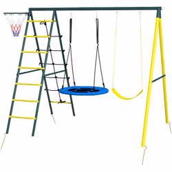 Descrizione: Crea un parco giochi all'aperto per i più piccoli con Outsunny! Questo set composto da 2 altalene da giardino e ...