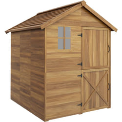 Outsunny - Casetta Porta Attrezzi in Legno 1.8x2m con Porta Doppia e Base Inclusa