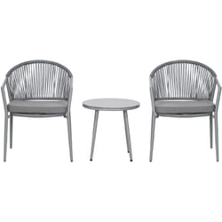 Outsunny - Salotto da Giardino con 2 Poltroncine e Tavolino in Rattan pe Grigio