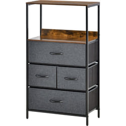 Mobile Cassettiera 4 Cassetti Pieghevoli Tessuto mdf Metallo 58x29x103cm - Homcom