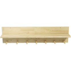 Mensola Portaoggetti in Legno di Abete con 7 Ganci 80x12x20 cm - Homcom