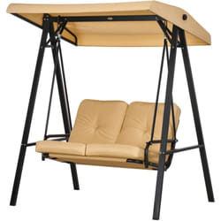 Outsunny - Dondolo da Giardino in Acciaio con Tettuccio e Cuscini Beige
