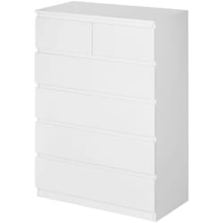 Cassettiera da camera 6 Cassetti in Legno Truciolato 80x39x115 cm Bianca - Homcom